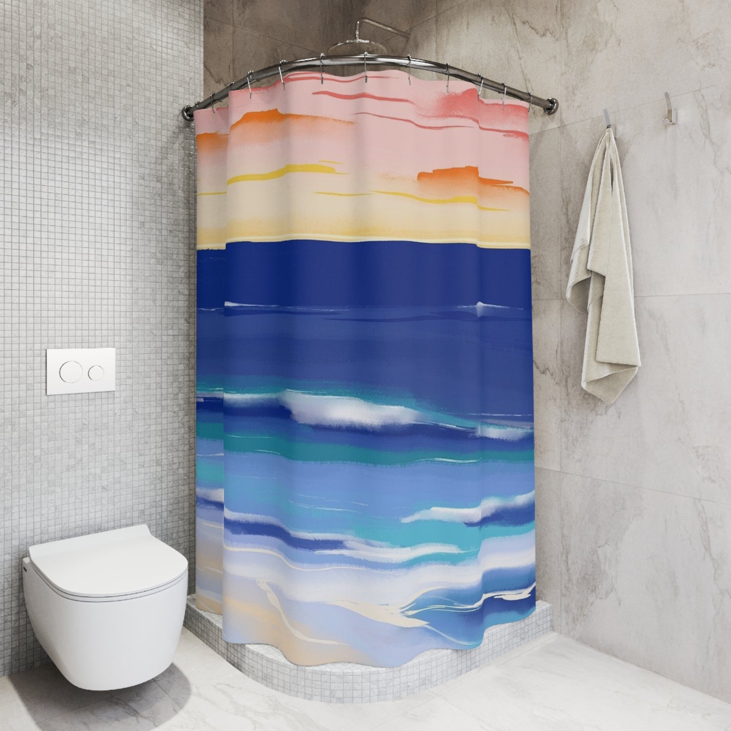 Ocean Sunset Shower Curtain - Vibrant Beach Decor, Bathroom Accessory, Coastal Theme, Nature Lover Gift, Summer Home