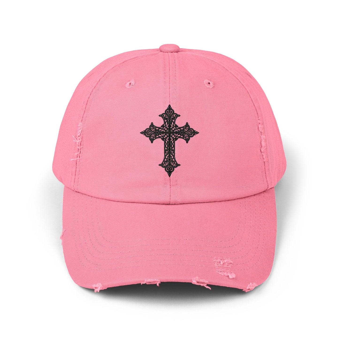 Cool Distressed Cap for Trendy Looks, Vintage Hat, Adjustable Cap, Cross Design, Casual Accessories