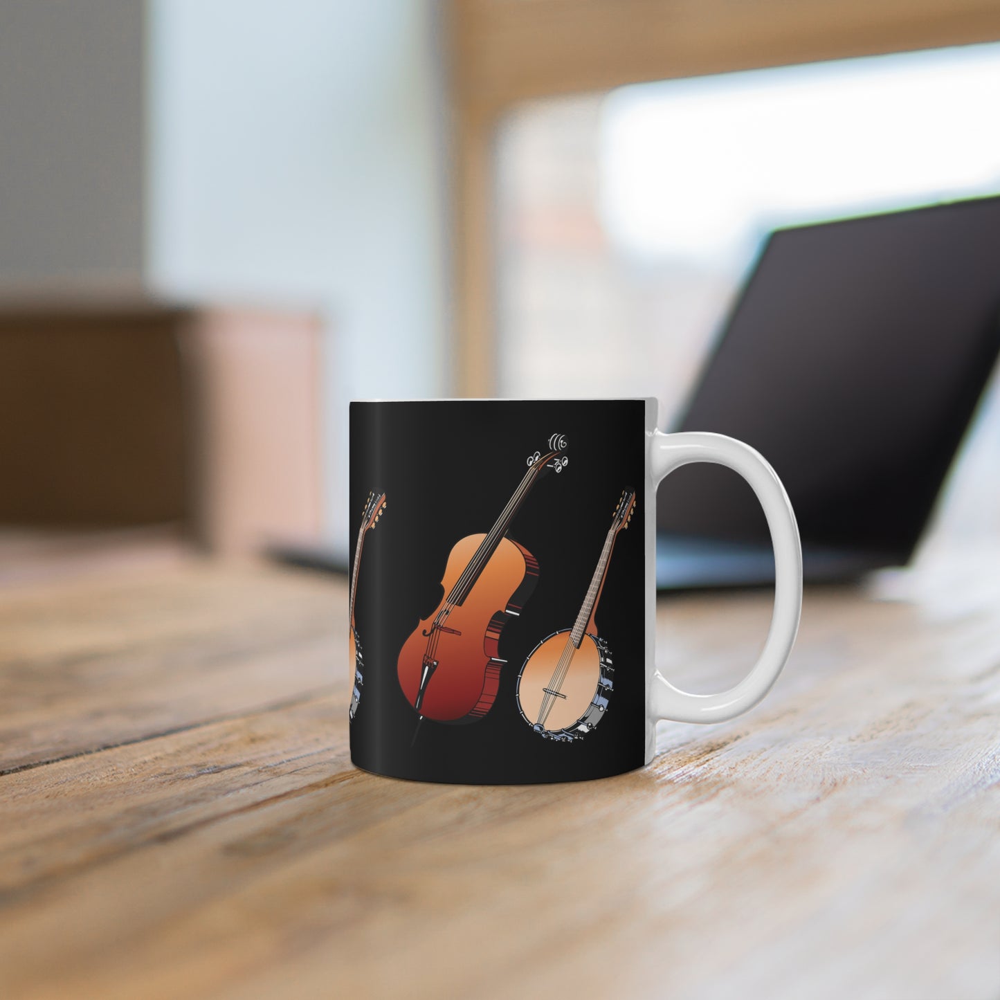 Musical Instrument Mug, Perfect Gift for Musicians, Coffee Lover's Companion, Unique Banjo Design, Music Themed Drinkware