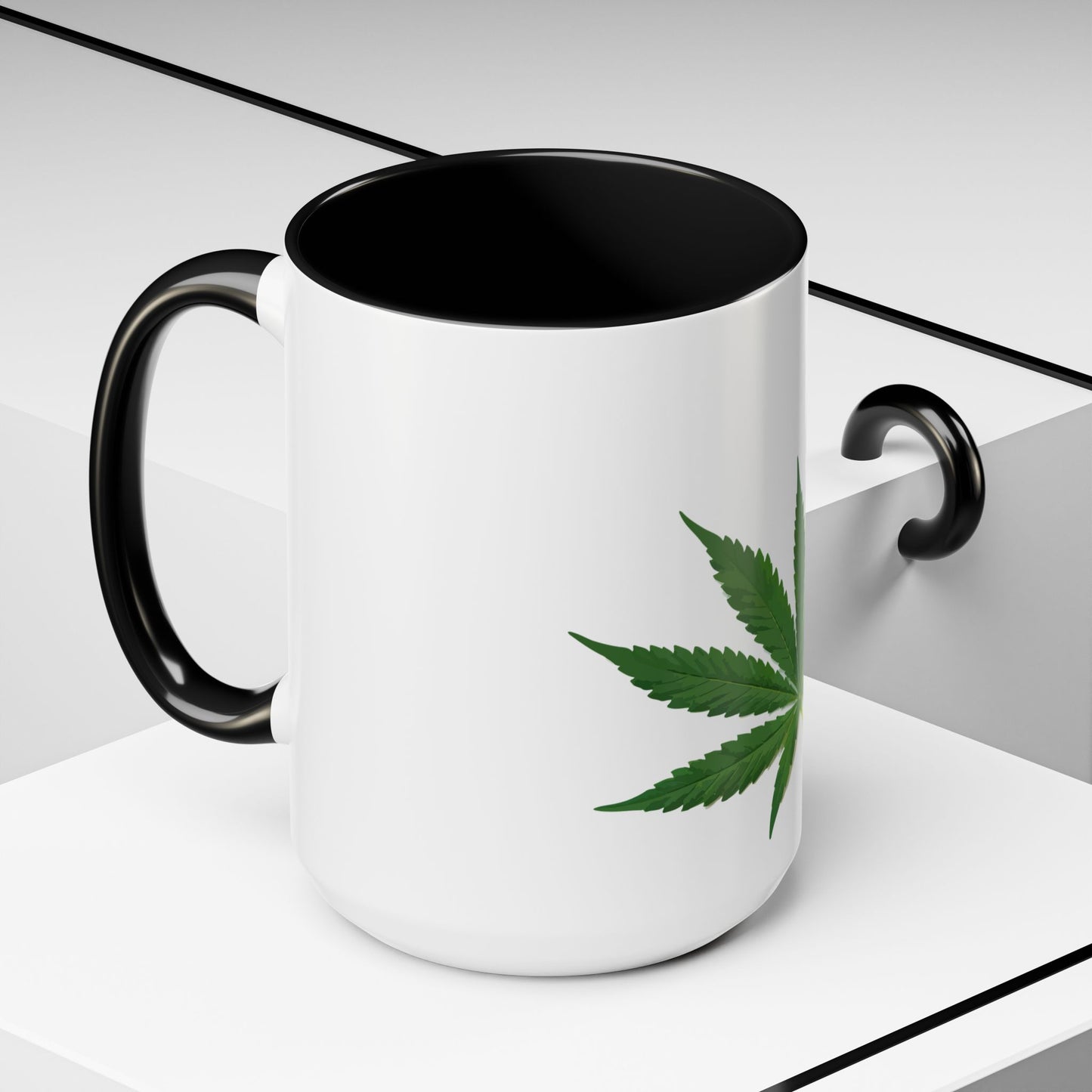 Marijuana Leaf Accent Coffee Mug | Cannabis Lover's Gift, Unique Coffee Cup, Pothead Mug, Stoner Gift Idea, Greenery Decor