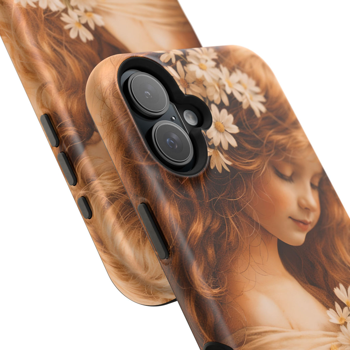 Vintage Floral Girl Magnetic Impact Phone Case — Protective iPhone Cover with Sepia Art