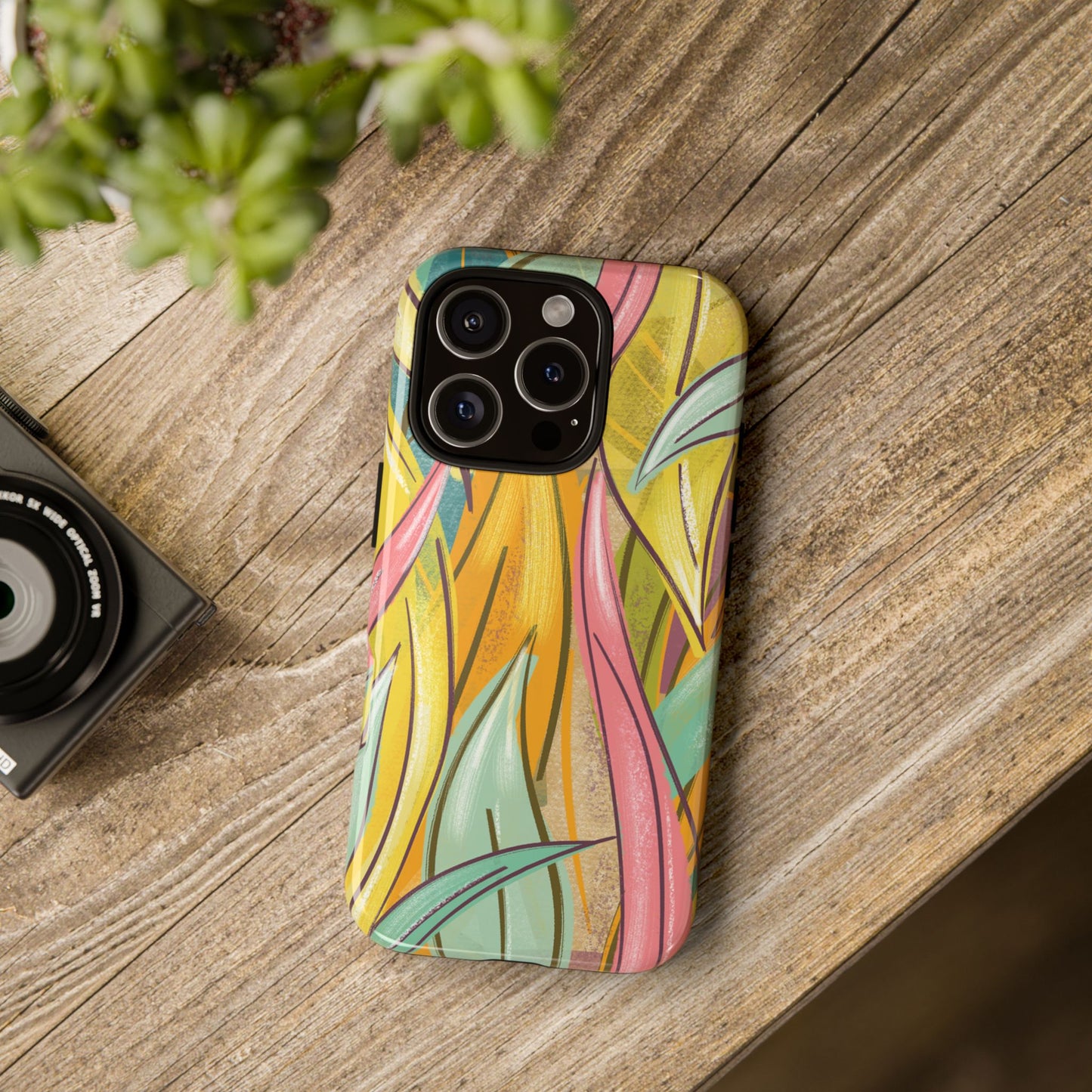 Vibrant Phone Case with Colorful Leaf Design, Tough Cases for Nature Lovers, Eco-Friendly Gift, Summer Vibes, Floral Phone Cover