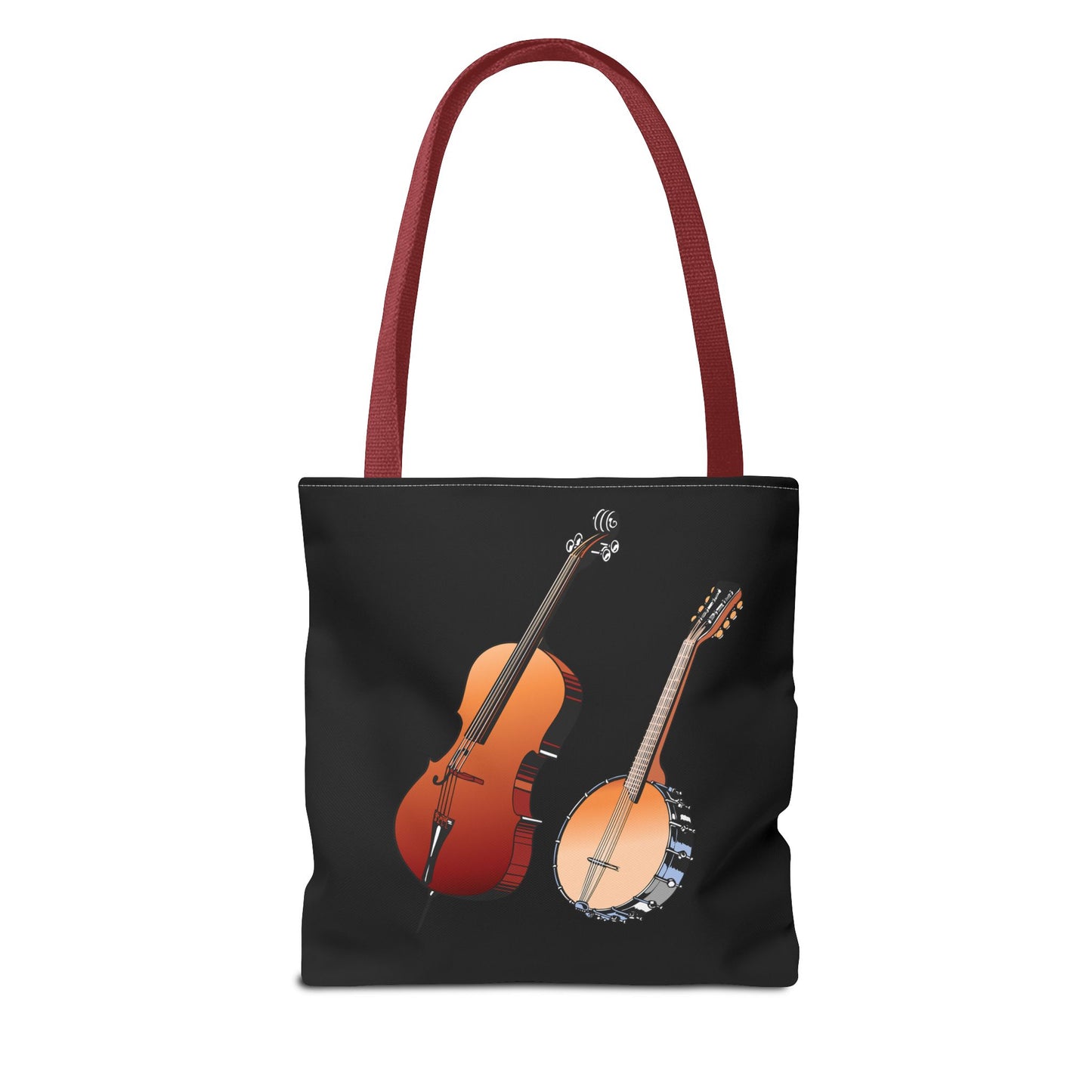 Musical Instruments Tote Bag, Music Lover Gift, Banjo and Cello Design, Stylish Grocery Tote, Concert Bag, Eco-Friendly Carryall