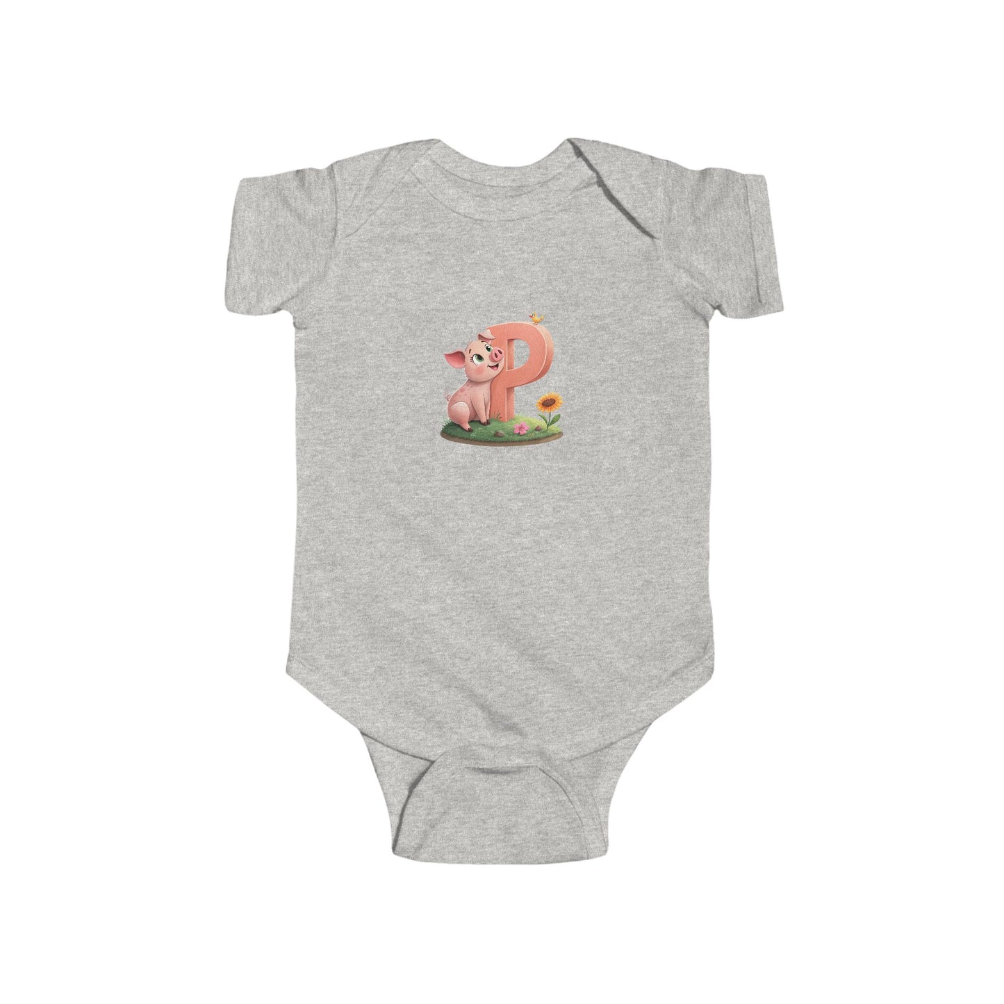 Cute Pig Initial Baby Bodysuit, Personalized Infant Outfit, Baby Shower Gift, Toddler Clothes, Newborn Apparel, Fun Birthday Gift