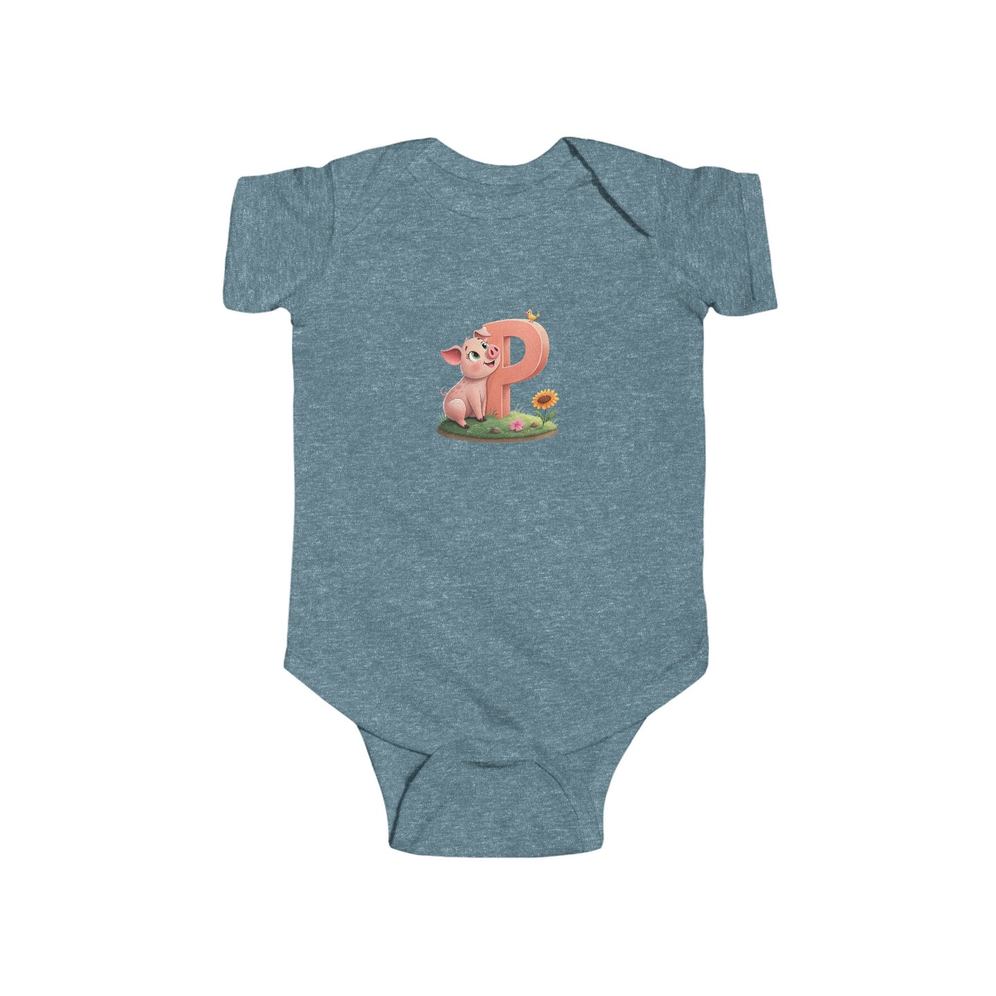 Cute Pig Initial Baby Bodysuit, Personalized Infant Outfit, Baby Shower Gift, Toddler Clothes, Newborn Apparel, Fun Birthday Gift