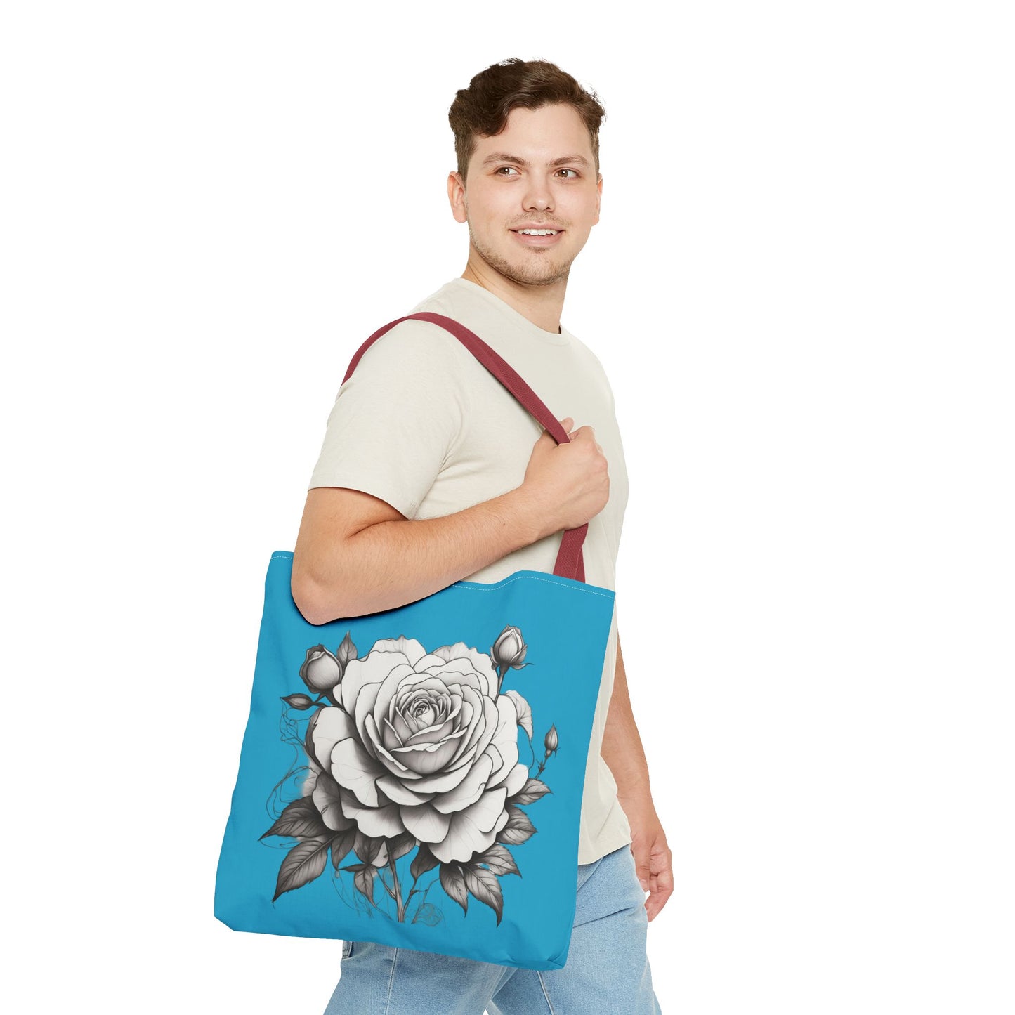 Elegant Floral Tote Bag with Roses, Chic Reusable Grocery Bag, Perfect Gift for Her, Stylish Handbag, Everyday Essentials
