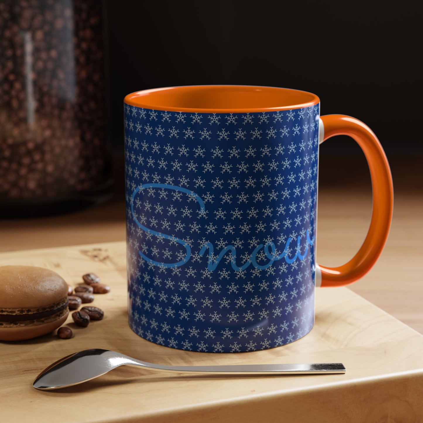 Snowy Night Accent Coffee Mug - Cozy Winter Drinkware, Seasonal Gifts, Holiday Décor, Comfortable Sipping, Blue Design