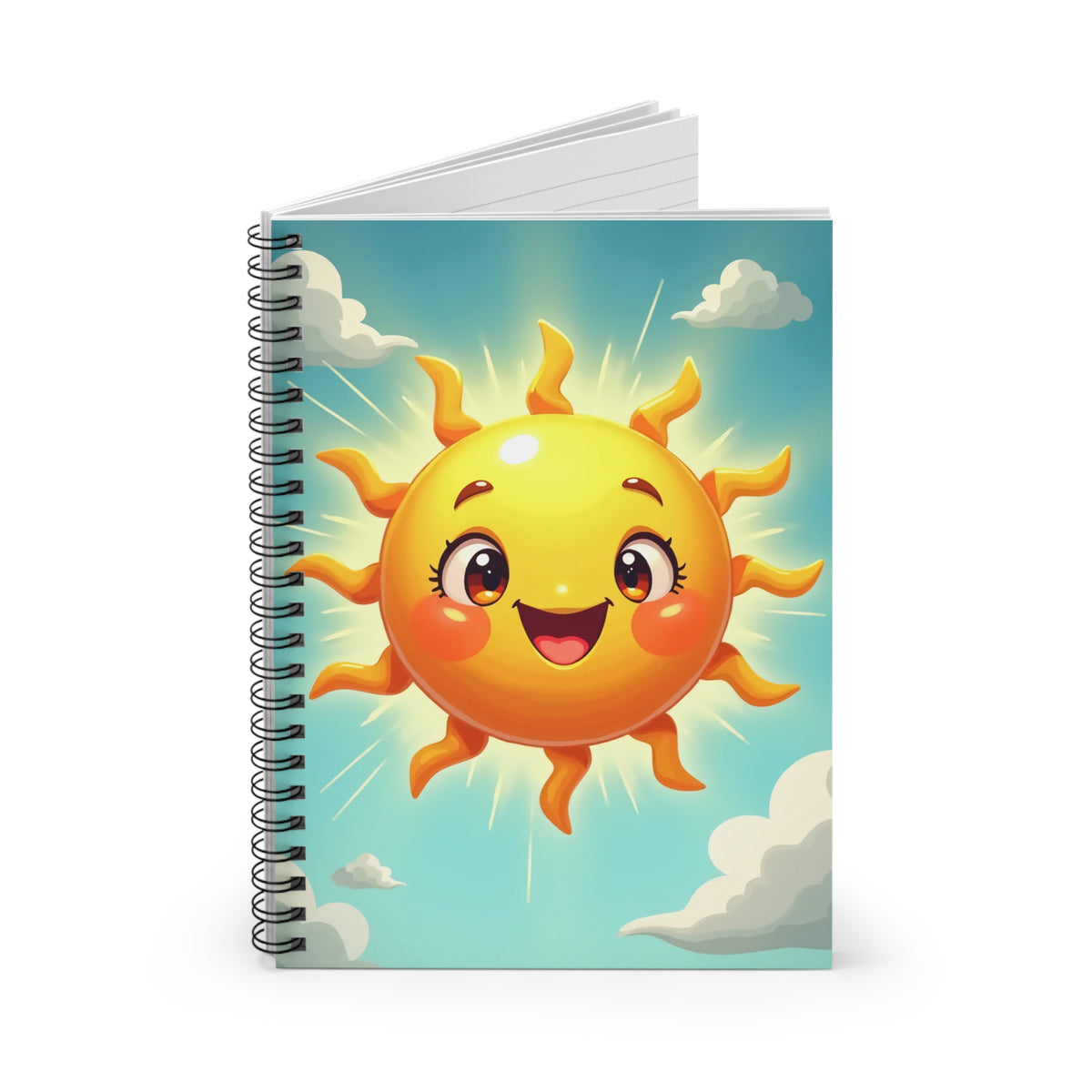 Cheerful Sun Spiral Notebook - Ruled Line, Cute stationery, Inspirational journal, Gift for kids, Sunshine decor, Classroom supplies