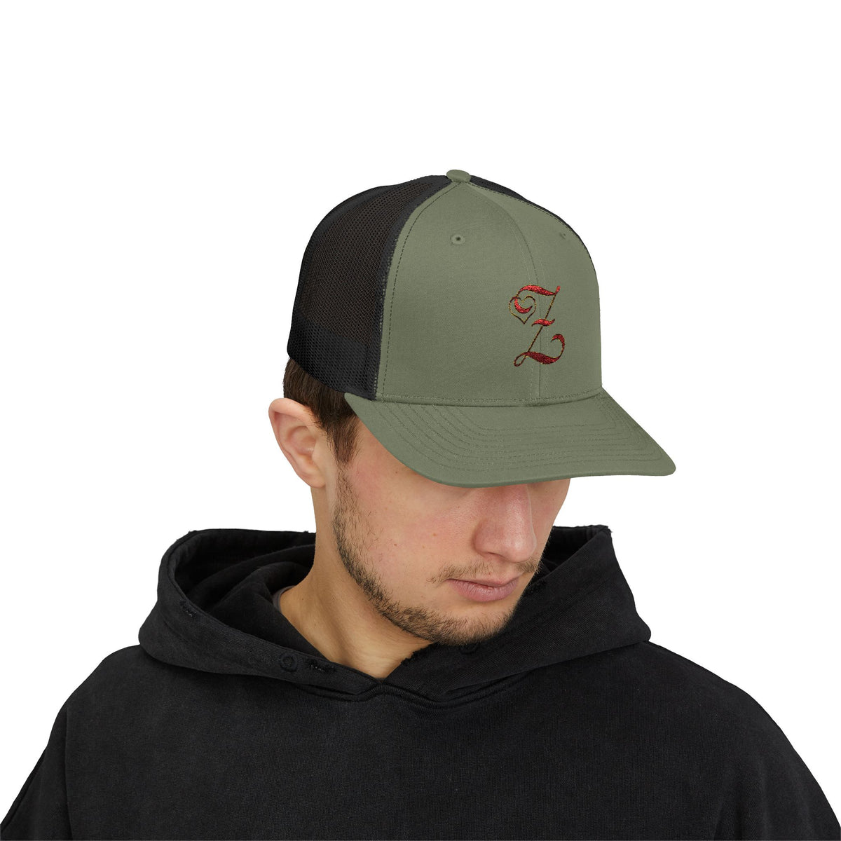 Embroidered 'Z' Snapback Trucker Cap — Vintage Monogram Initial Hat