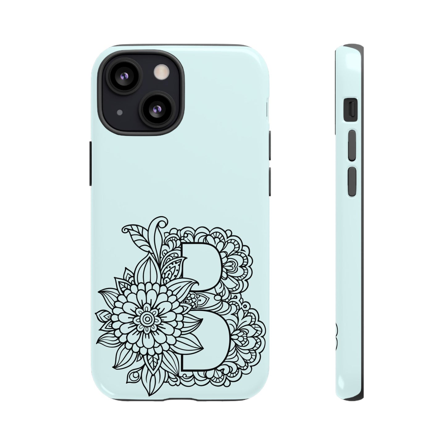 Personalized Tough Phone Case- Letter B, Floral Monogram Cell Phone Cover, Custom Protective Case, Unique Gift, Birthday, Graduation