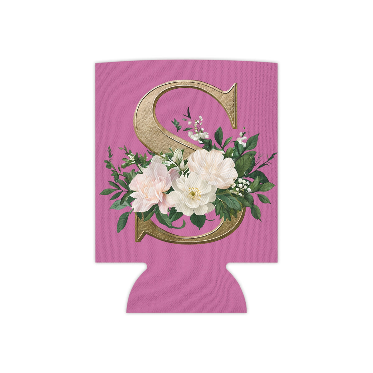 Personalized Floral Initial Can Cooler, Wedding Favors, Summer Party Drink Holder, Bridesmaid Gift, Outdoor BBQ Accessories