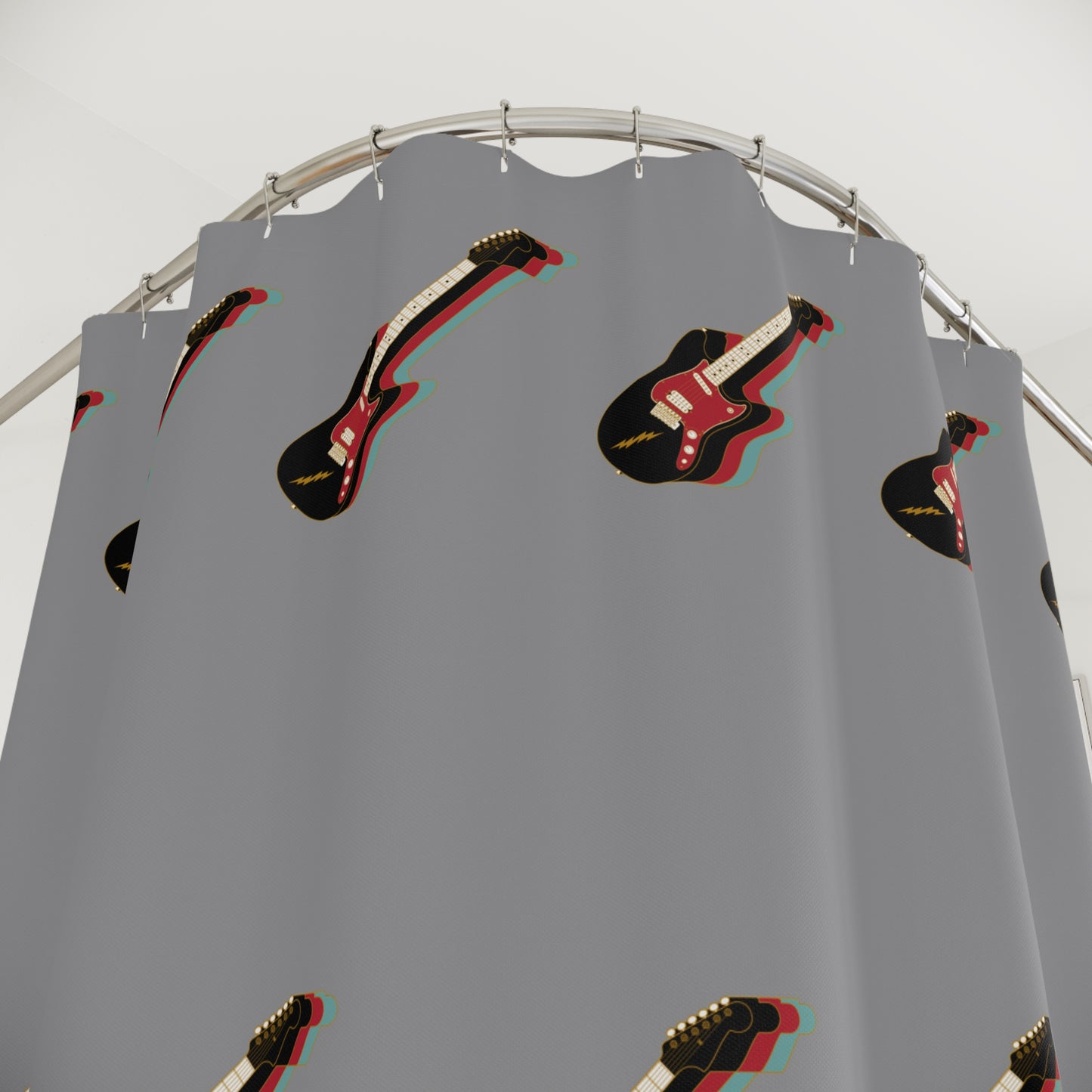 Rock & Roll Guitar Shower Curtain, Music Decor, Bathroom Accessories, Gift for Musicians, Fun Bathroom Vibe, Unique Shower Curtain
