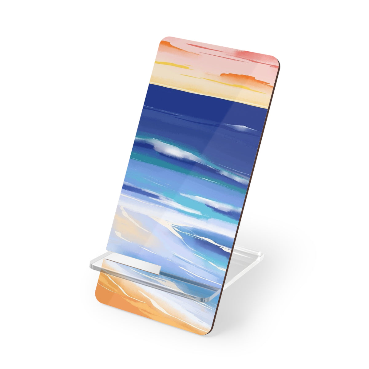 Beach Sunset Phone Stand — Foldable Mobile Display Stand with Abstract Ocean Design