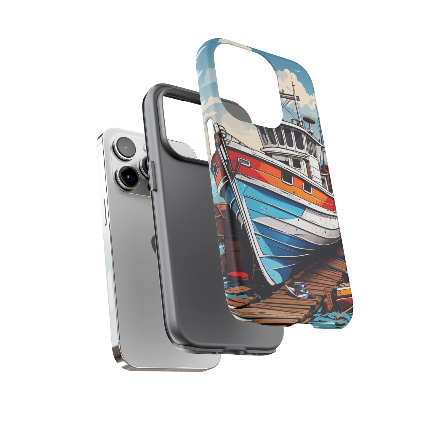 Colorful Fishing Boat Phone Case | Nautical Gift, Marine Design, Coastal Aesthetic, Summer Vibes, Sea Lover's Accessory