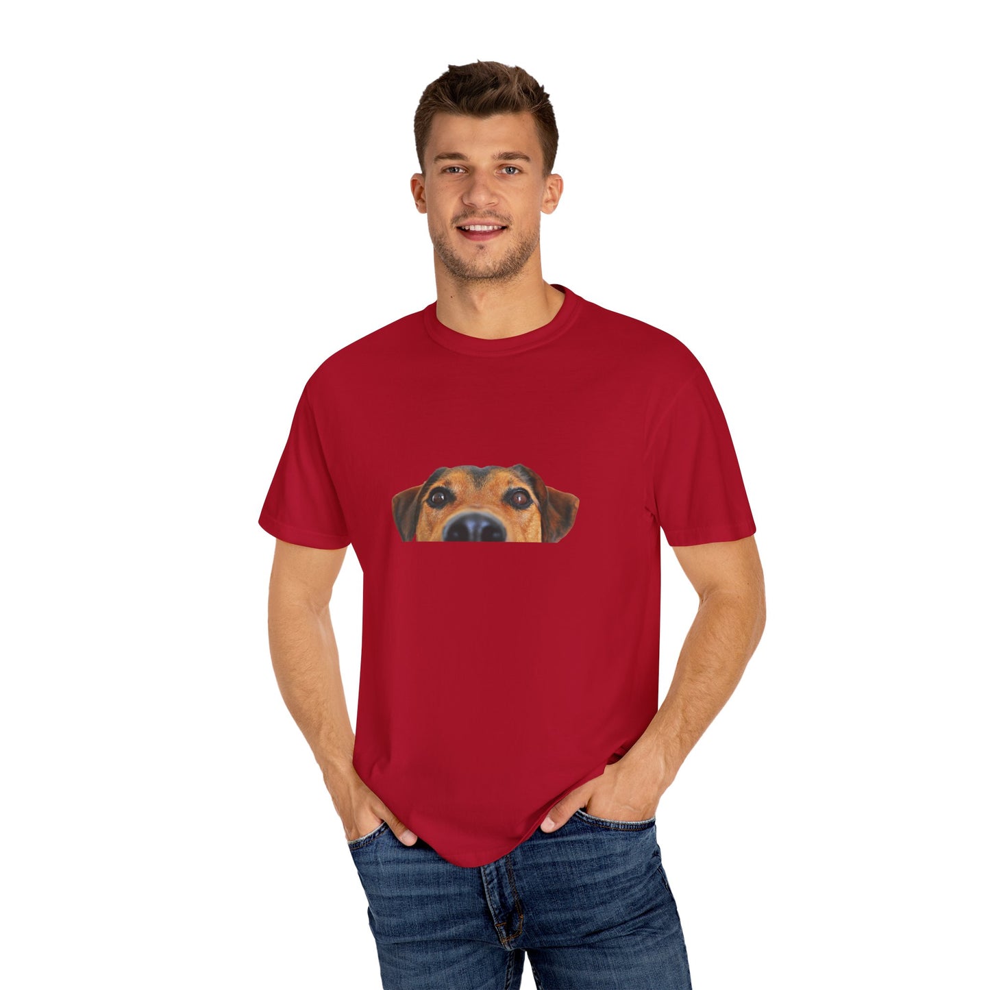 Cute Dog Face Unisex Garment-Dyed T-shirt, Pet Lover Tee, Animal Community Shirt, Birthday Gift, Casual Wear, Dog Lover's Merch