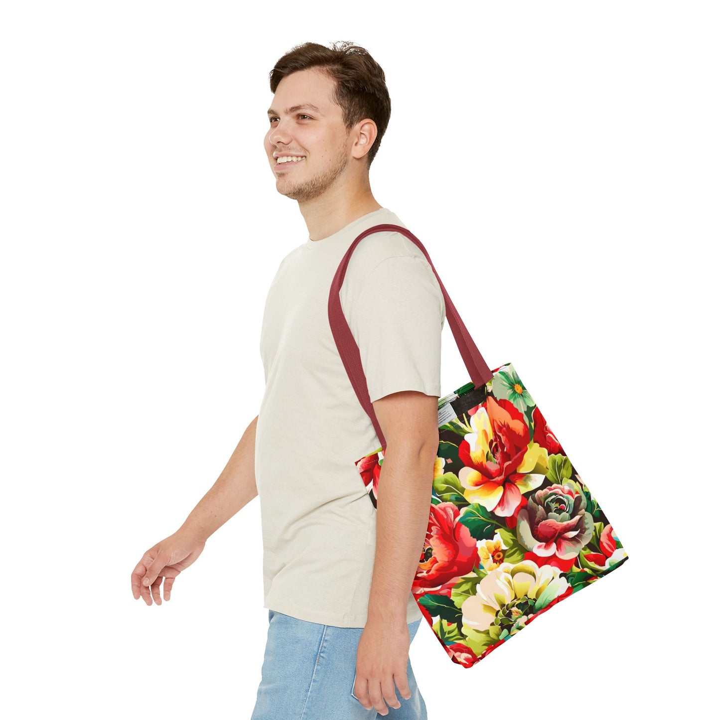 Floral Print Tote Bag - Colorful Reusable Shopping Bag Picnic Essential