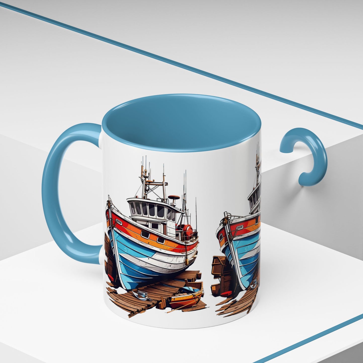 Nautical Accent Coffee Mug | Perfect for Boat Lovers, Sailor Gifts, Coastal Decor, Unique Gift Idea, Custom Artwork Mug