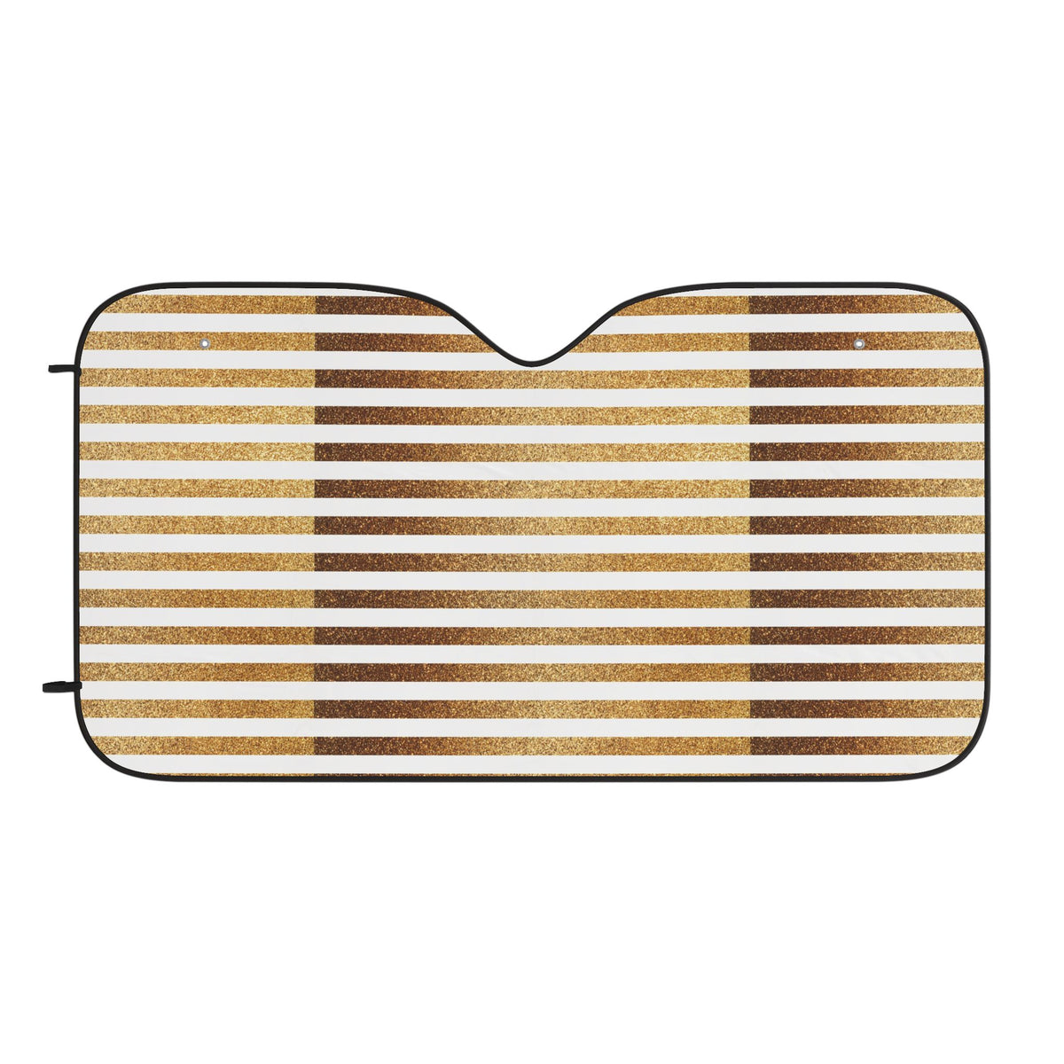 Retro Striped Car Sun Shade – Gold & Brown Windshield Protector