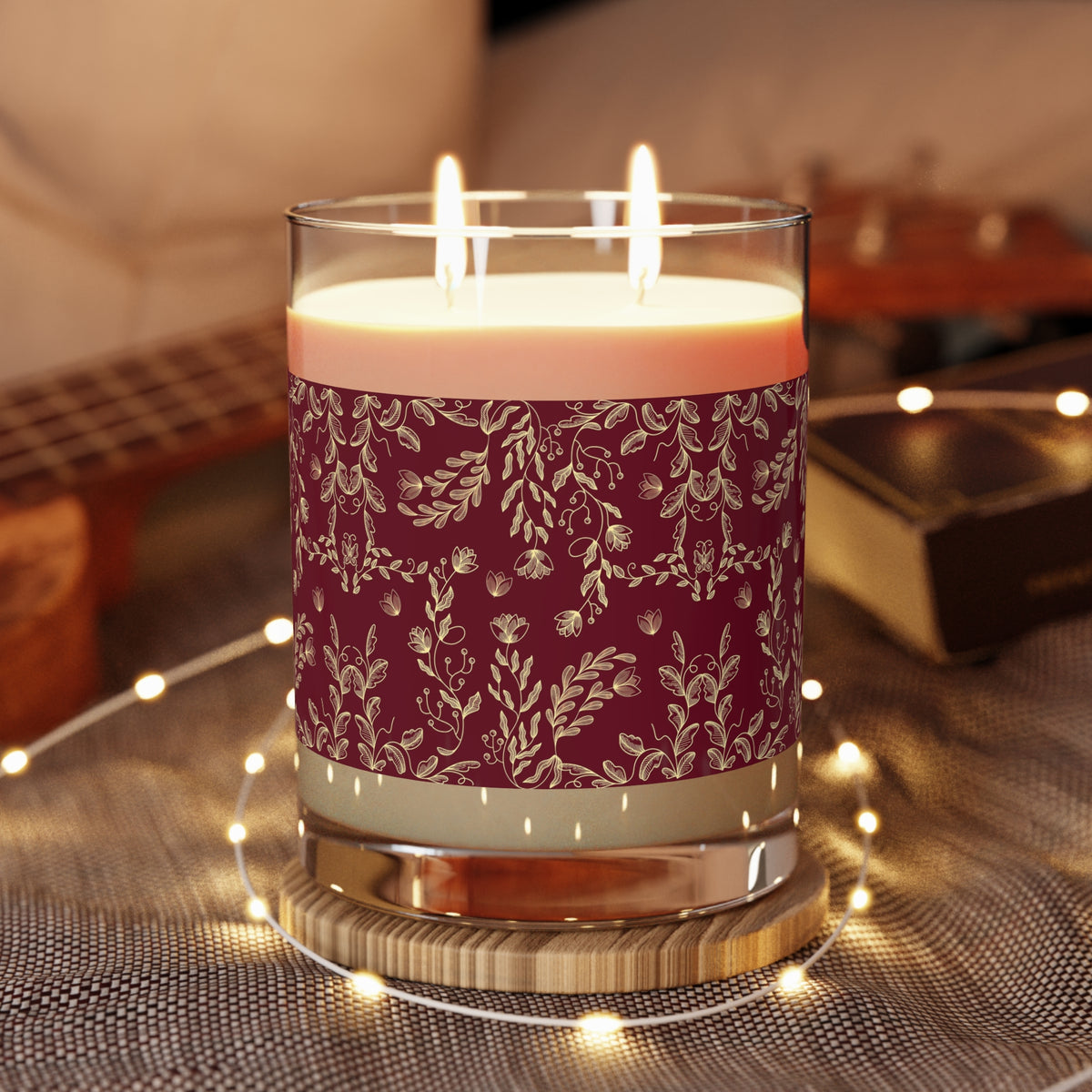Rustic Floral Scented Candle, Cozy Home Decor, Aromatherapy Gift, Dual Wick Candle for Relaxation, Spa & Self-Care Essentials