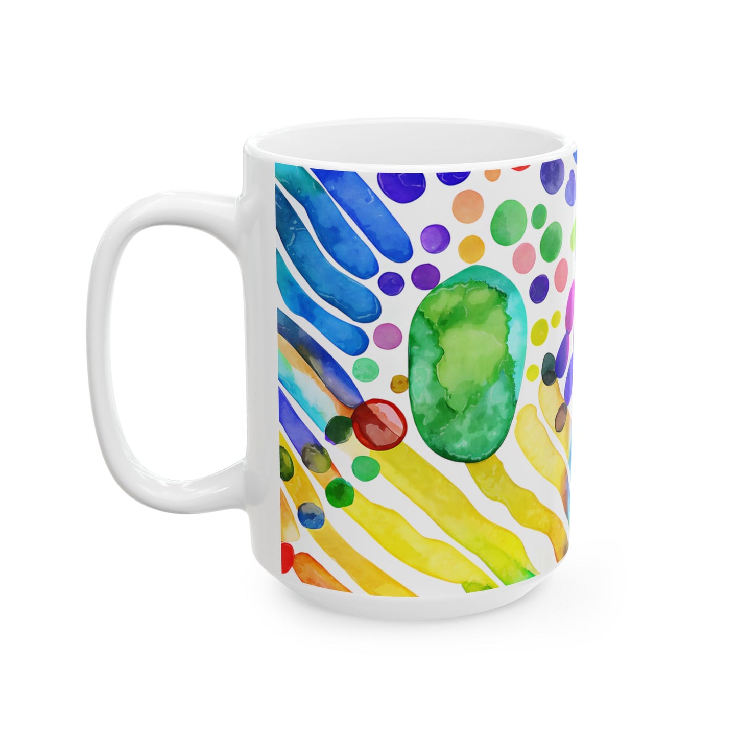 Colorful Watercolor Pattern Ceramic Mug -Gift for Birthdays, Art Enthusiasts