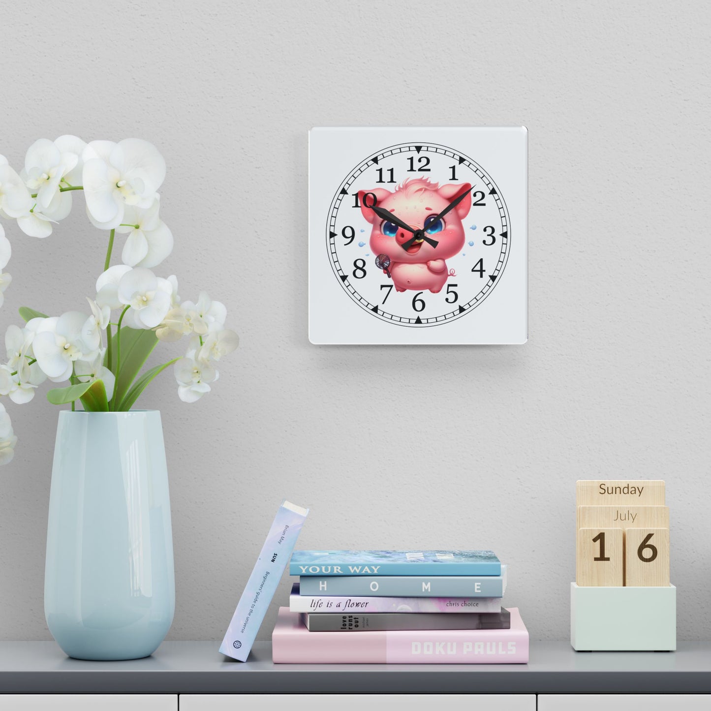 Cute Cartoon Acrylic Wall Clock, Adorable Decor for Kids Room, Fun Wall Art, Gift for Birthdays and Holidays, Nursery Wall Clock