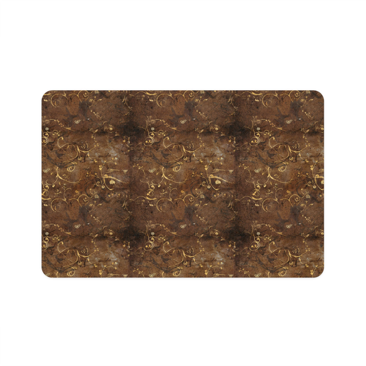 Brown Marble Pet Food Mat (12x18) — Non-Slip Waterproof Feeding Placemat for Cats & Dogs