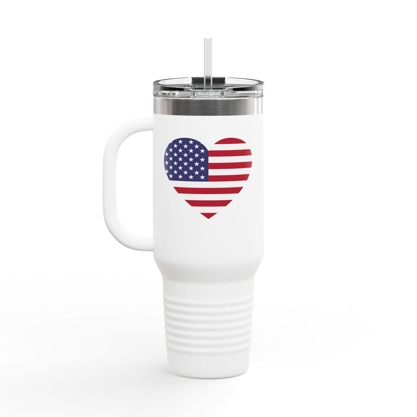 Insulated Travel Mug, 40oz - Heart American Flag
