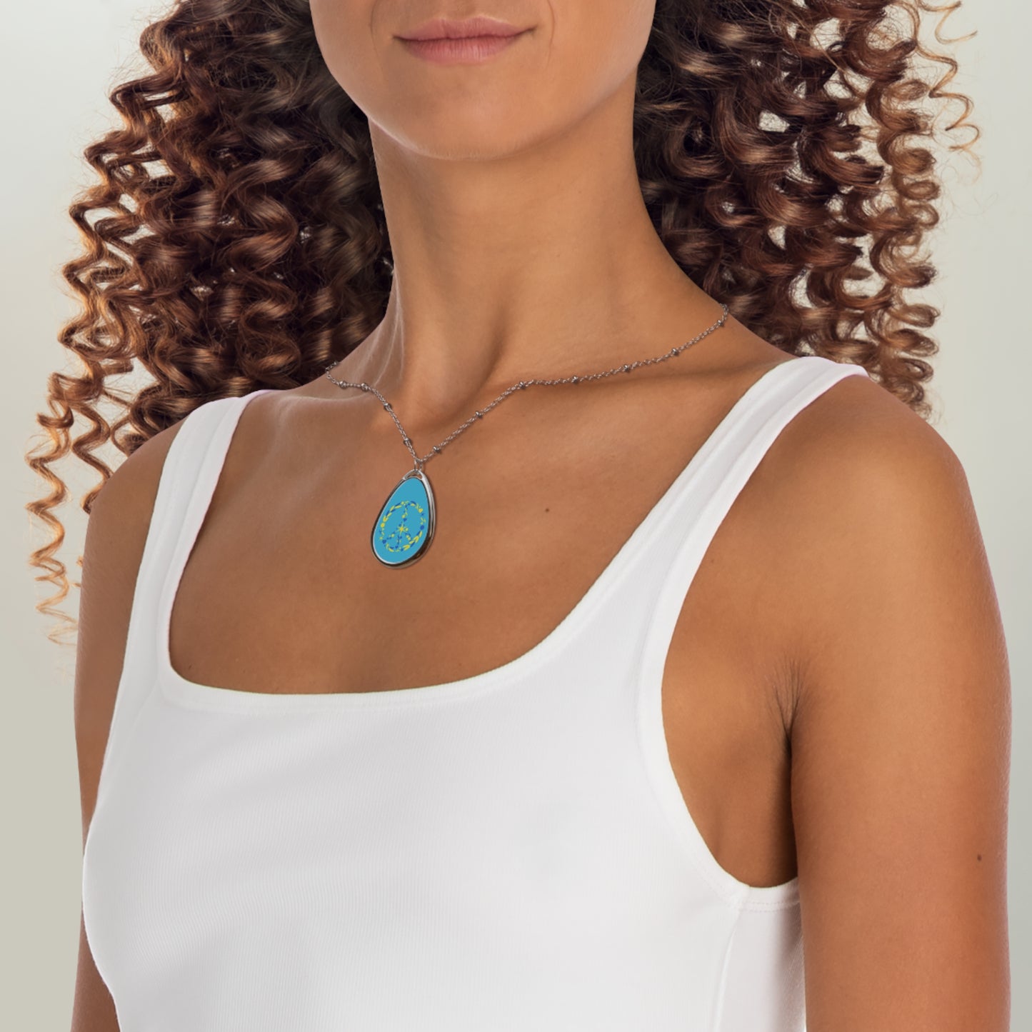 Peace Sign Oval Necklace | Boho Jewelry, Meaningful Gift, Handmade Pendant, Festival Accessory, Eco-Friendly Charm