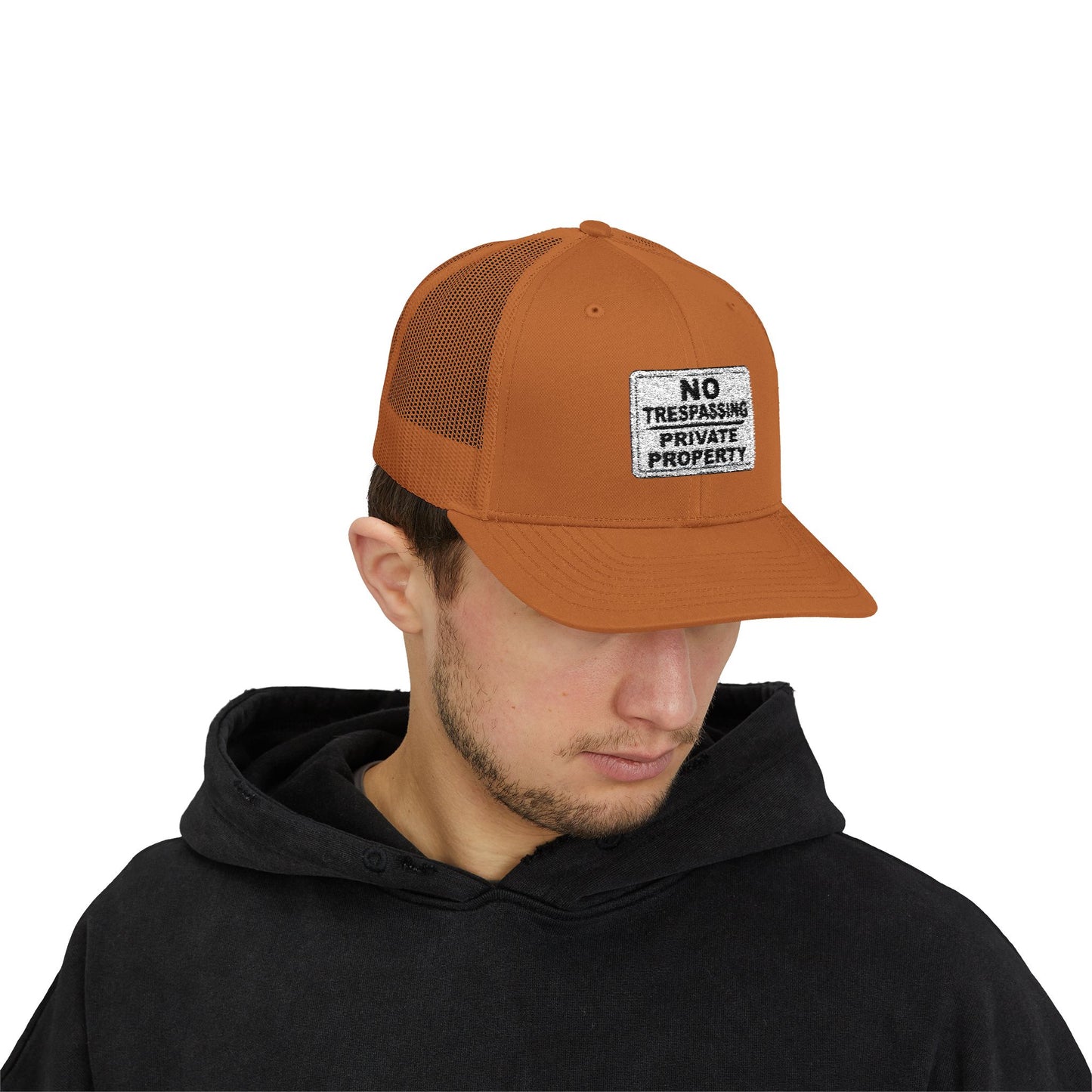 No Trespassing Snapback Trucker Cap, Outdoor Adventure Hat, Unique Gift for him, Summer Casual Style, Trendy Accessory