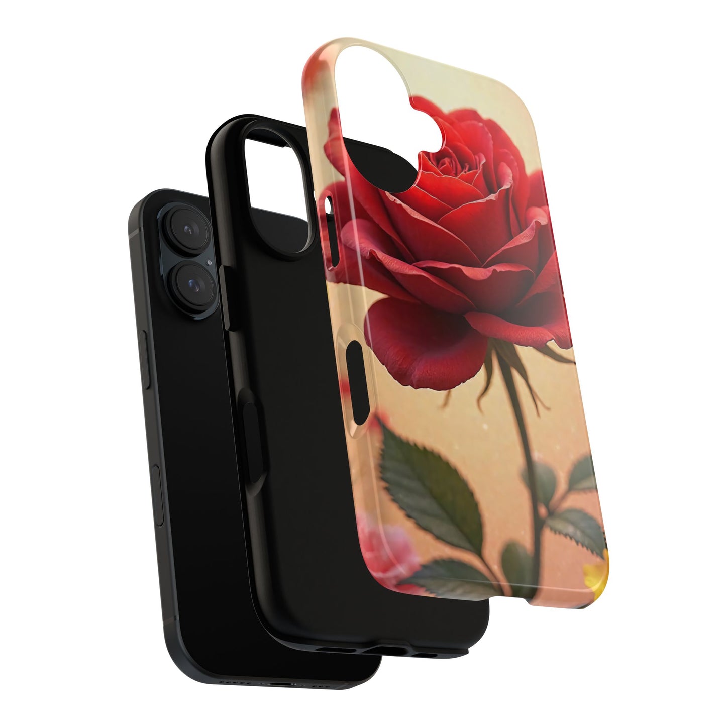 Floral Phone Case with Red Rose Design, Tough Phone Cover, Flower Print, Gift for Her, Stylish Accessory, Floral Aesthetic