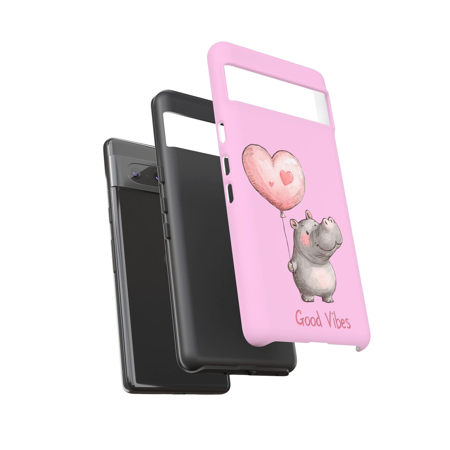 Cute Hippo Phone Case | Good Vibes, Gift for Friends, Cute Phone Accessories, Animal Lover Gift, Happy Phone Cover