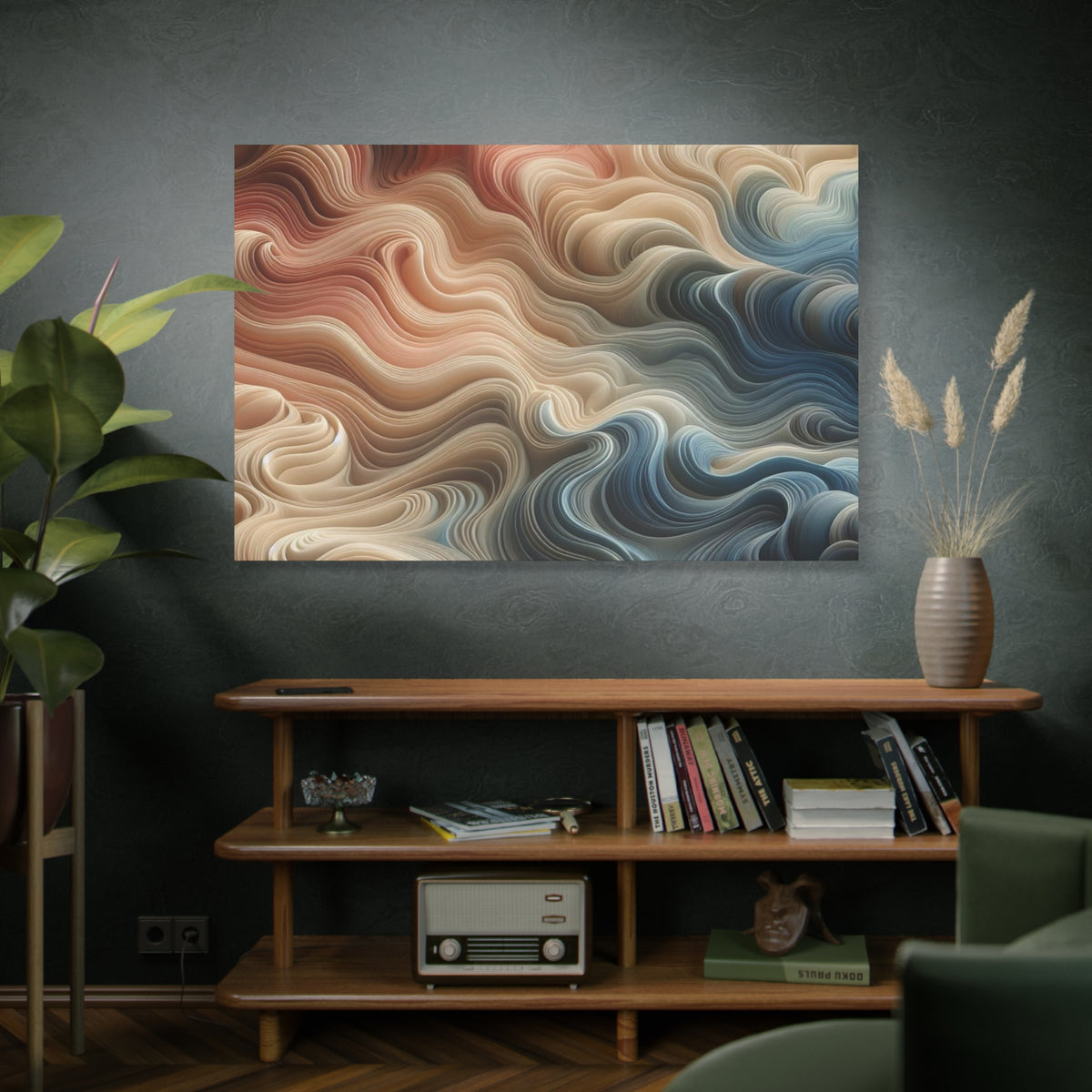 Abstract Swirl Matte Canvas Wall Art — Fluid Earth Tones, Stretched 1.25"