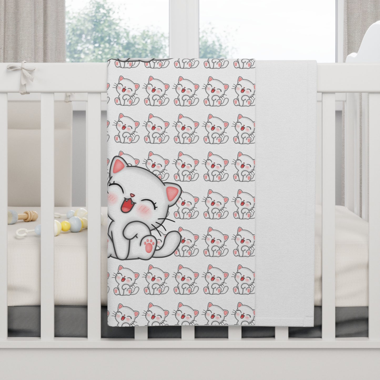 Soft Fleece Baby Blanket, Cute Kitty Cozy Throw, Nursery Decor, Baby Shower Gift, Infant Blanket, Soft Toddler Blanket