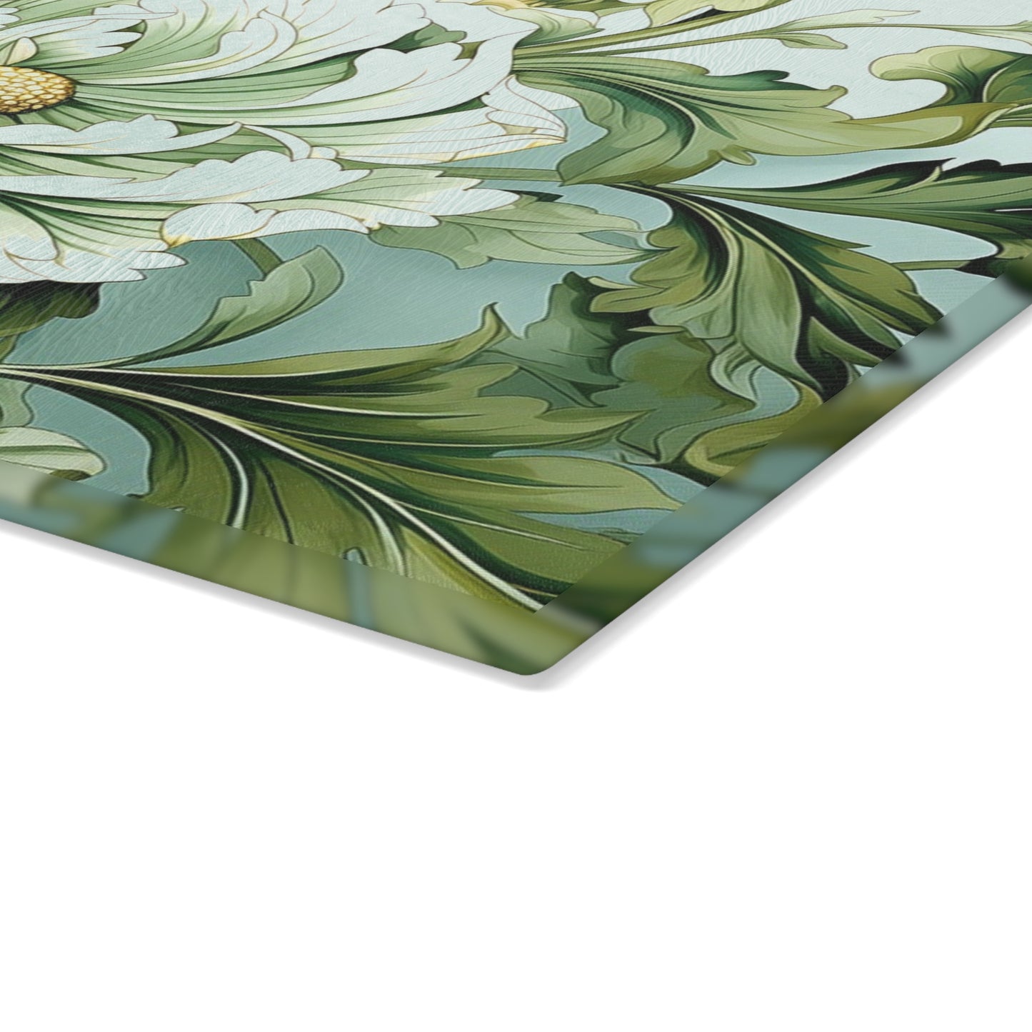Floral Glass Cutting Board - Elegant Kitchen Decor, Gift for Cooks, Flower Kitchenware, Home Cooking, Mother's Day, Wedding Gift