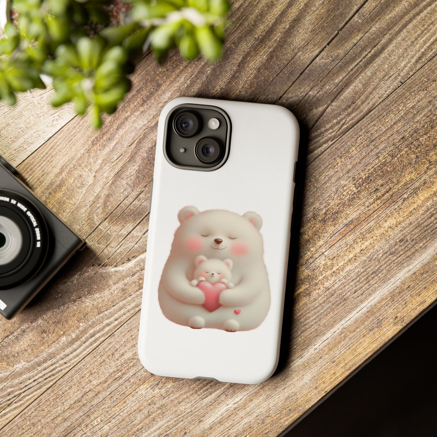 Cute Bear Phone Case, Tough Cases, Animal Lover Gift, Kids Accessories, Mother’s Day, Heartwarming Design