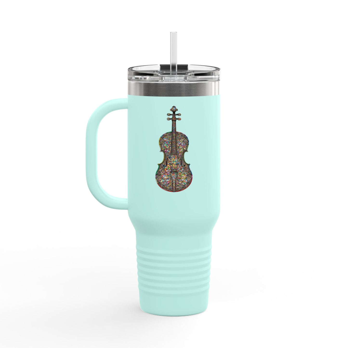 Colorful Violin Insulated Travel Mug - Perfect for Music Lovers, Gifts for Musicians, 40oz Tumbler, Travel Cup for Coffee, Unique Drinkware