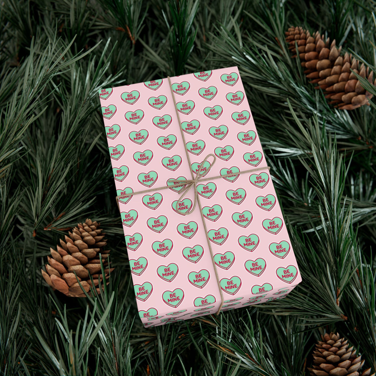 Valentine 'Be Mine' Heart Gift Wrap Paper – Pink Romantic Wrapping Sheets