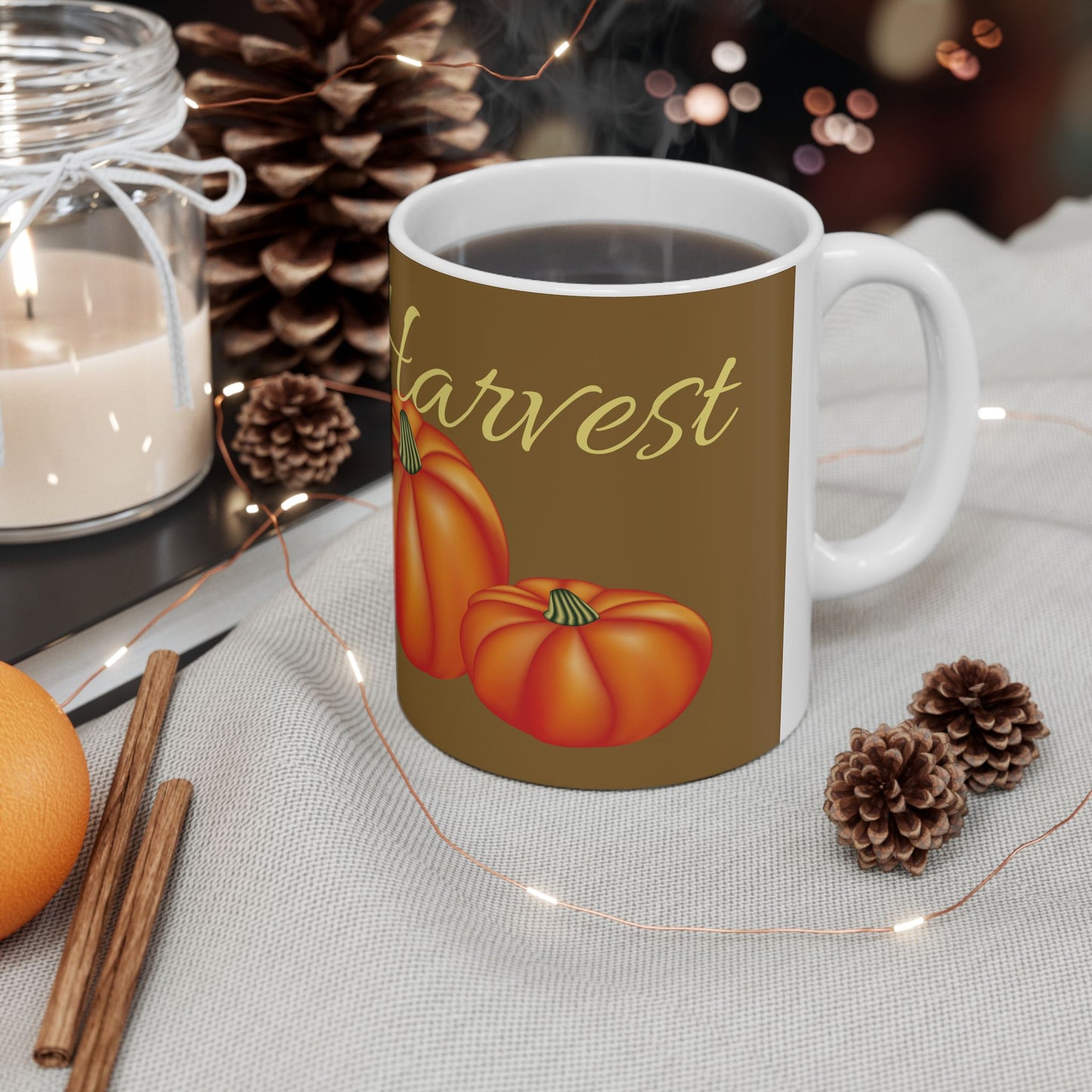 Halloween Pumpkin Ceramic Mug - Happy Harvest, Fall Coffee Cup, Autumn Drinkware, Seasonal Gift, Cozy Home Decor