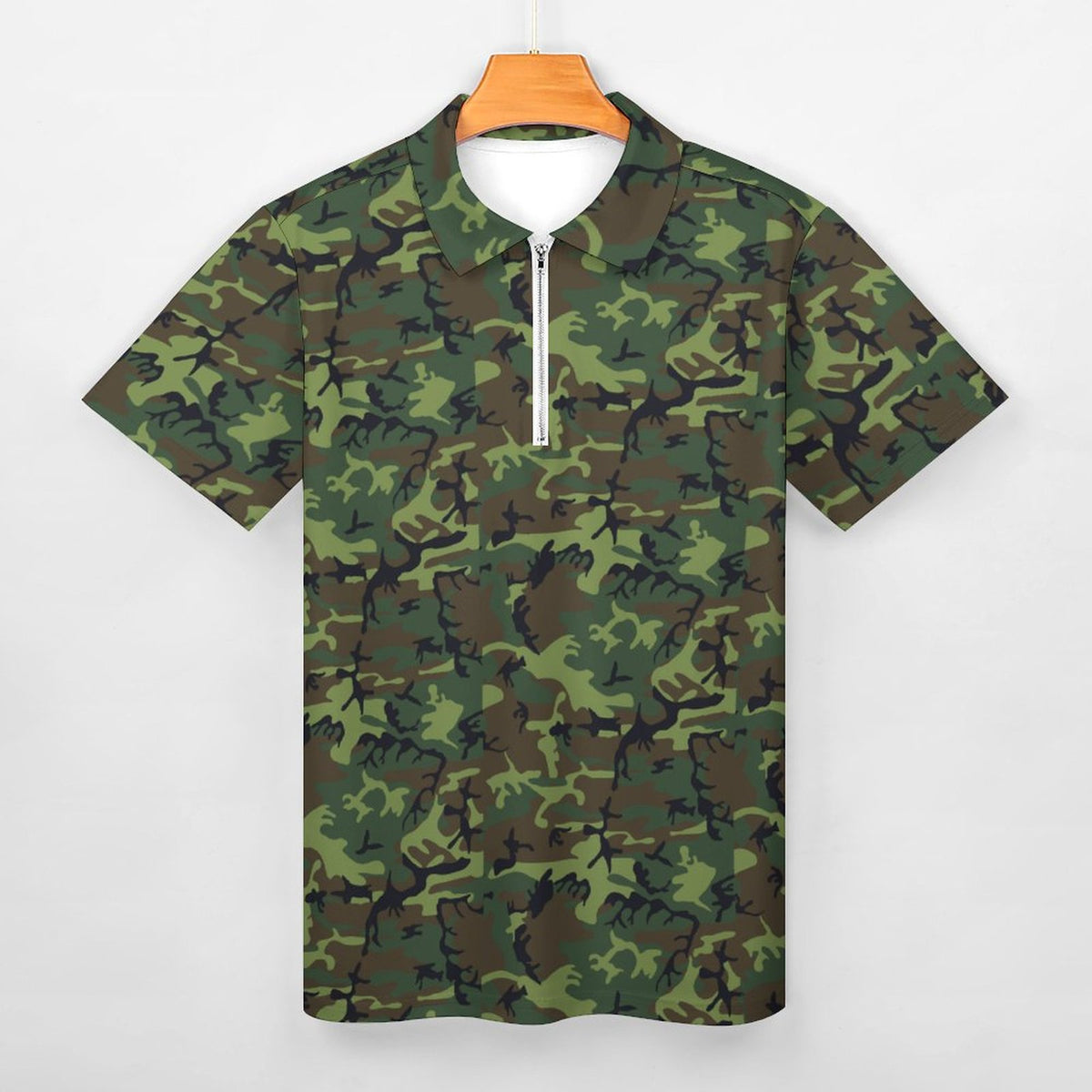 Cotton Zip Short Sleeve POLO Shirt for Men