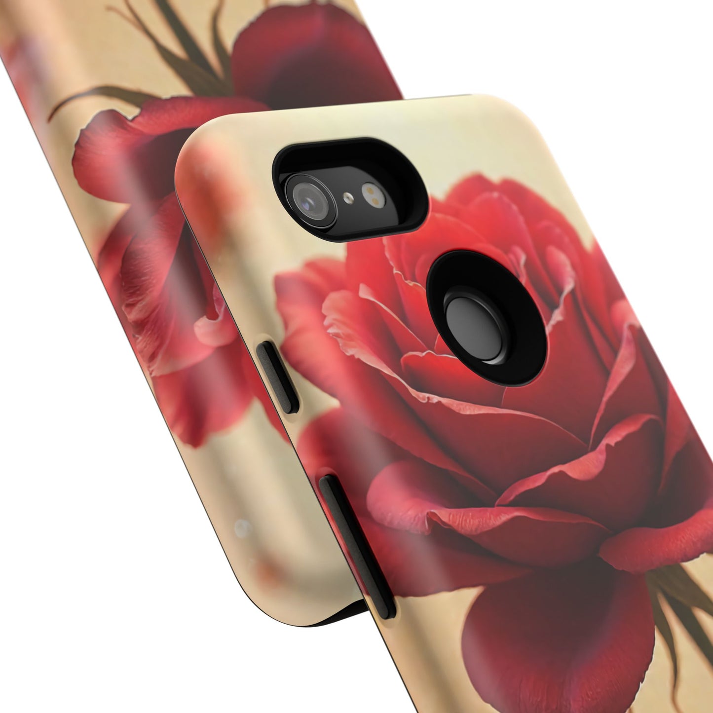 Floral Phone Case with Red Rose Design, Tough Phone Cover, Flower Print, Gift for Her, Stylish Accessory, Floral Aesthetic