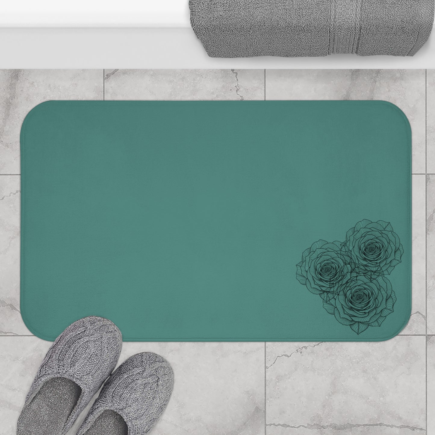 Elegant Floral Bath Mat - Decorative Shower Rug, Home Décor, Bathroom Accessory, Gift for Housewarming, Eco-Friendly Design