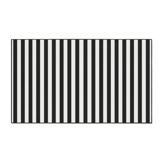 Black & White Striped Heavy Duty Floor Mat — Durable Entrance Rug for Home, Office & Garage
