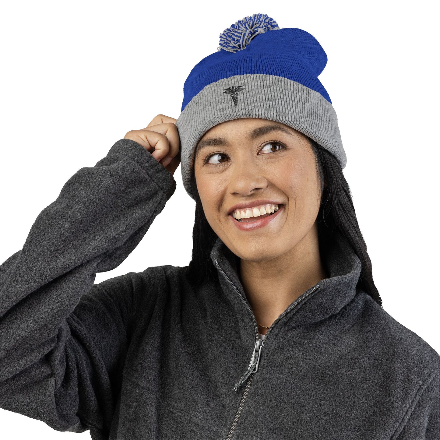 Cozy Pom-Pom Knit Cap, Winter Beanie, Embroidered Hat, Gift for Him/Her, Stylish Knitwear, Cold Weather Accessory