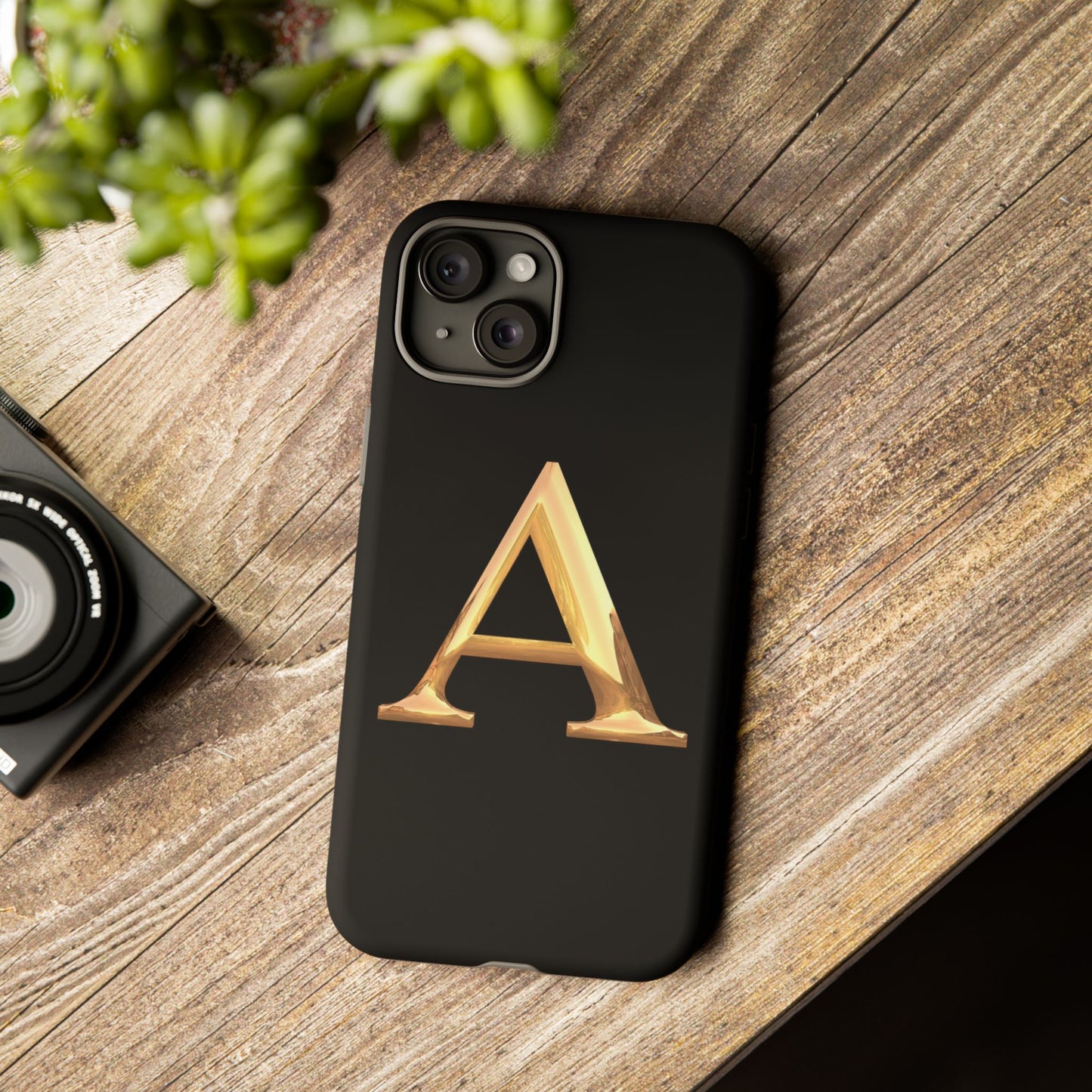 Custom Phone Case with Gold Letter A, Monogrammed Gift, Tough Protective Case, Personalized Phone Accessory, Unique Phone Cover