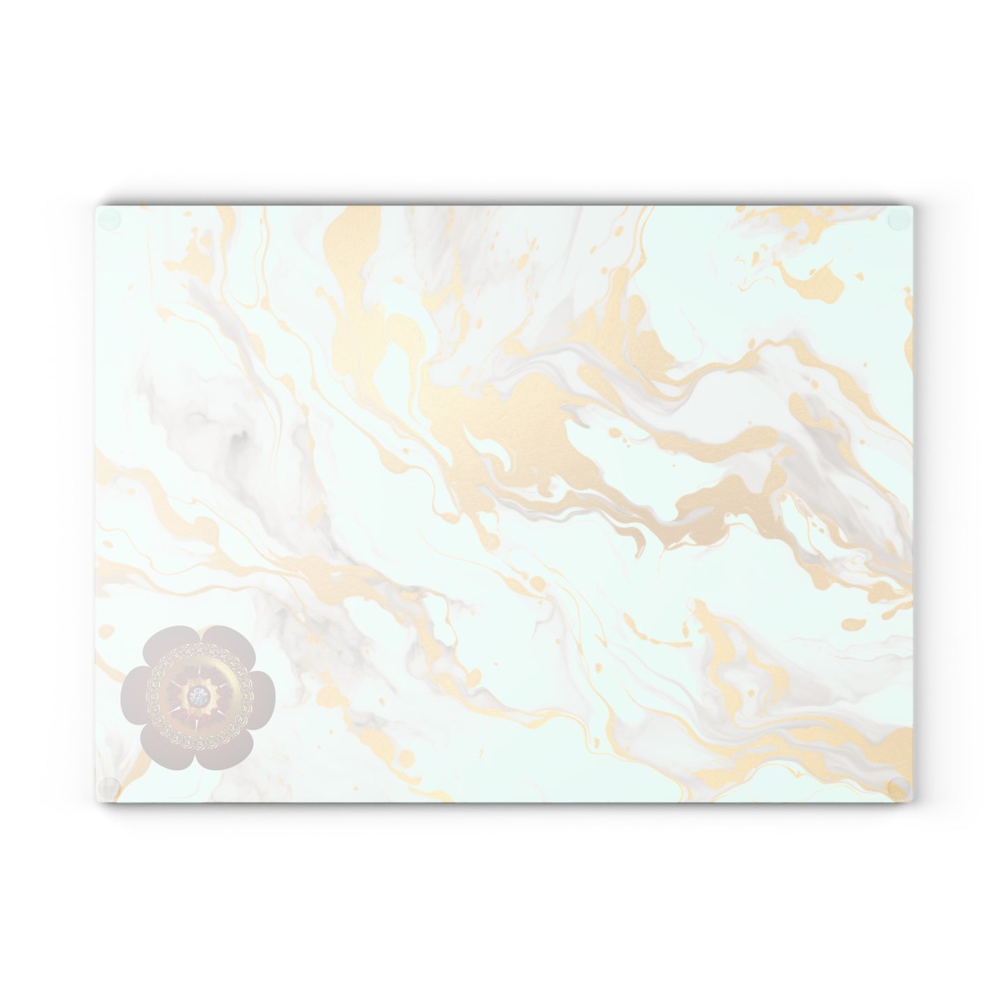 Elegant Marble Glass Cutting Board with Floral Design, Kitchen Decor, Home Gift
