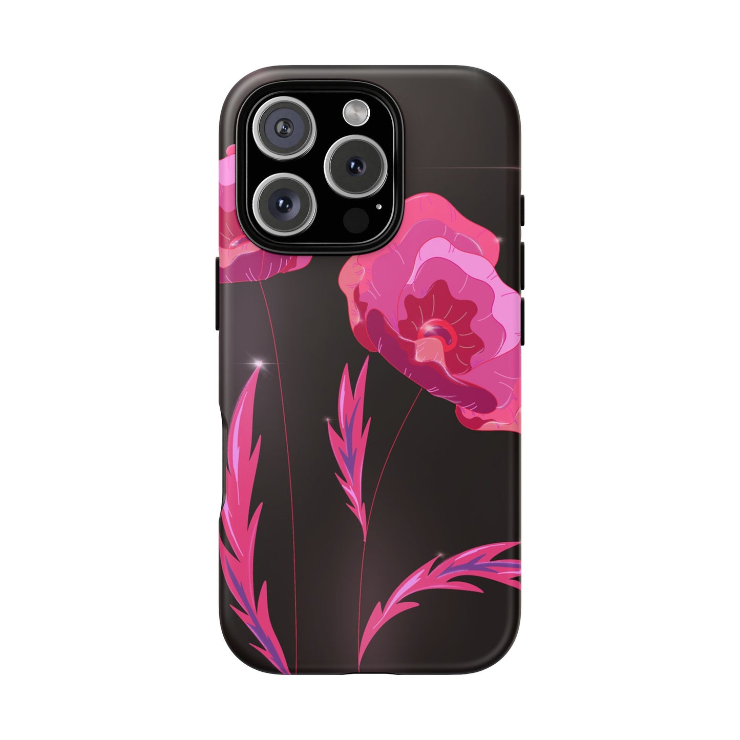 Floral iPhone Case | Tough Cases with Pink Poppy Design, Elegant Flower Phone Cover, Gift for Her, Spring Accessories, Chic Tech