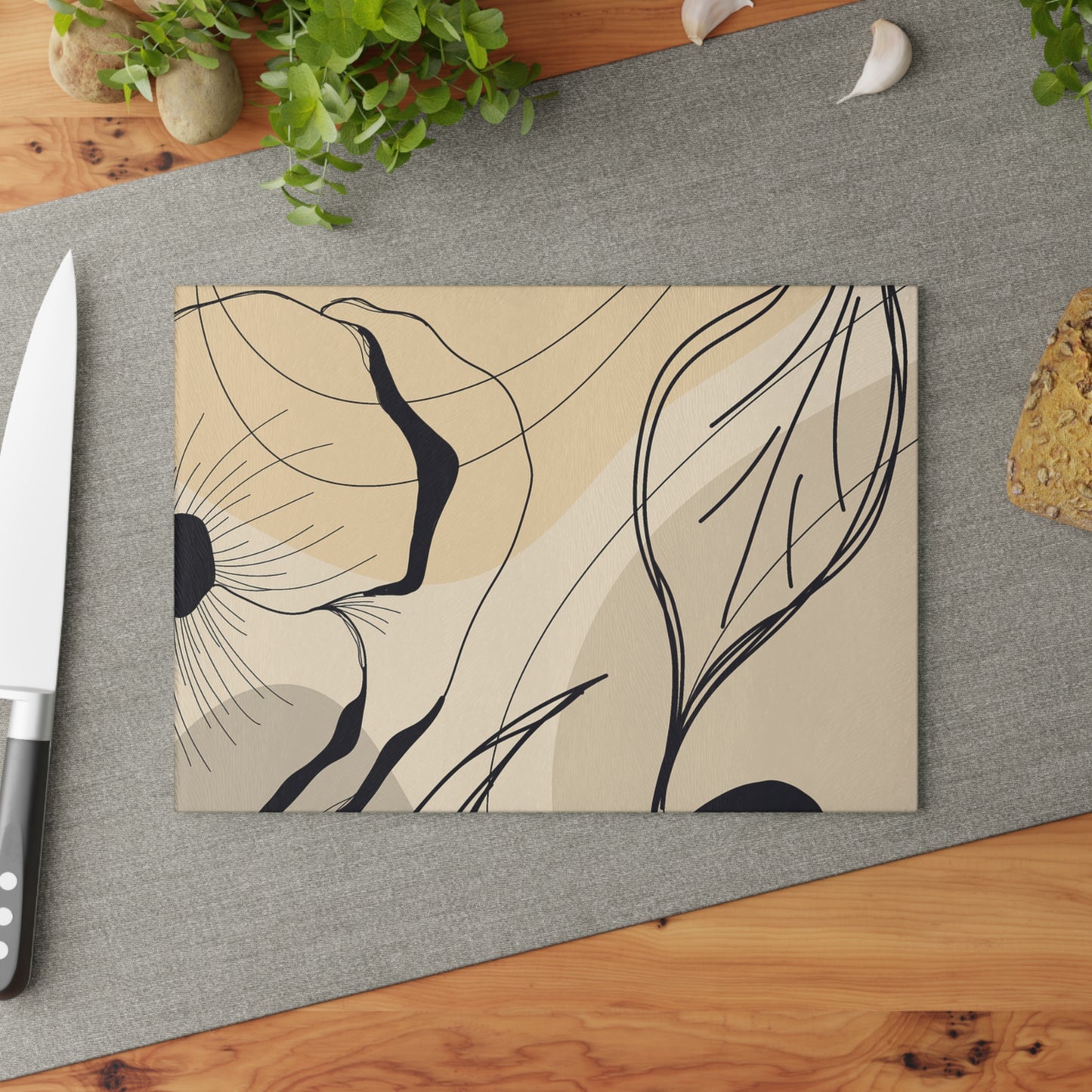 Elegant Floral Glass Cutting Board, Stylish Kitchen Decor, Wedding Gift, Home Cooking, Floral Kitchen Accessories