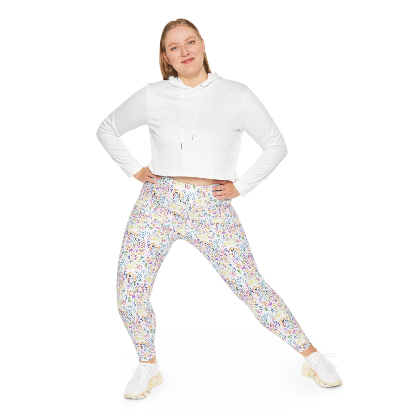 Vibrant Plus Size Leggings, Colorful AOP Activewear, Soft Stretchy Yoga Pants, Unique Pattern Leggings, Comfortable Everyday Fashion