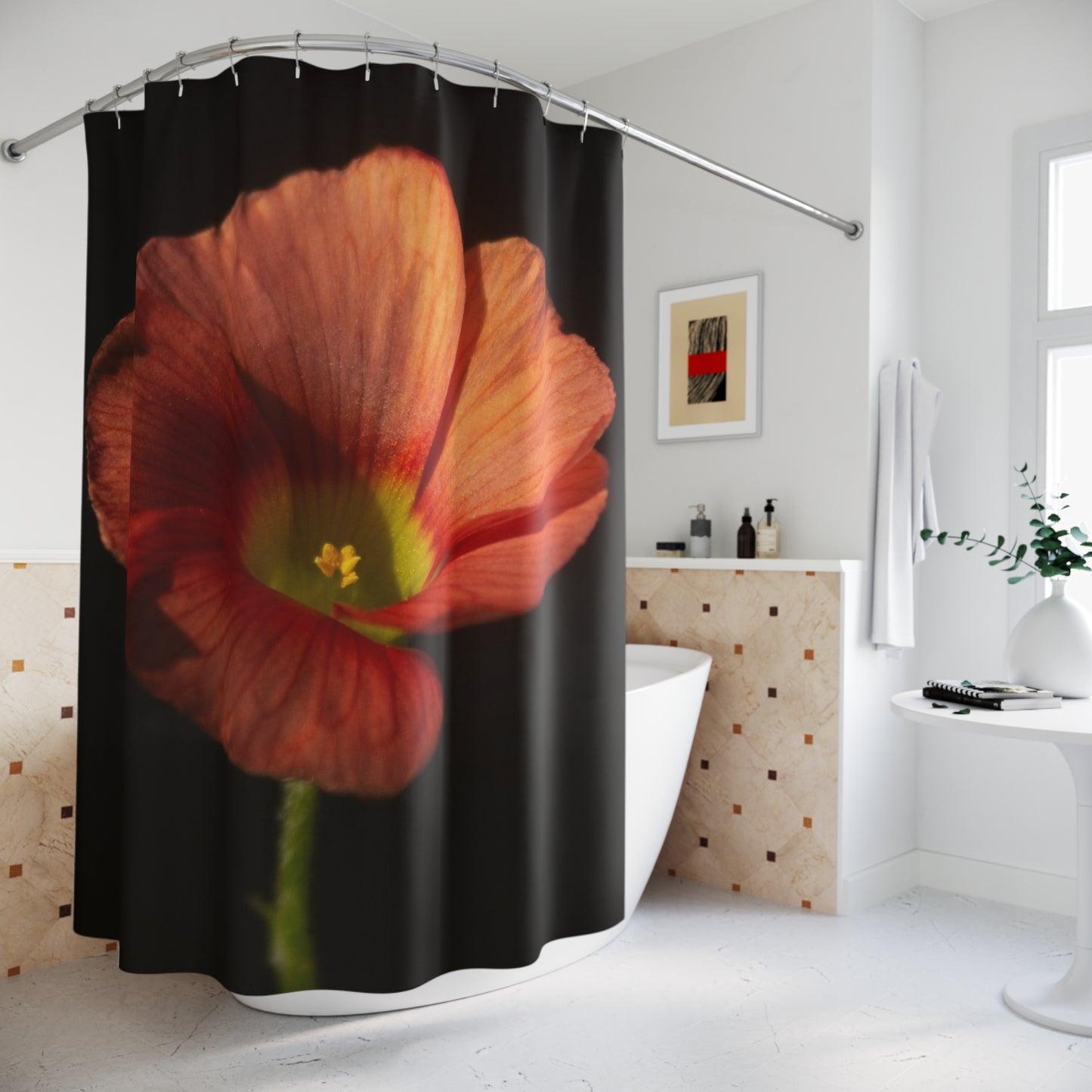 Elegant Floral Shower Curtain, Bohemian Home Decor