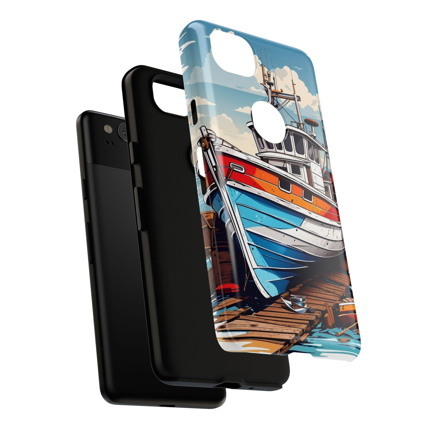 Colorful Fishing Boat Phone Case | Nautical Gift, Marine Design, Coastal Aesthetic, Summer Vibes, Sea Lover's Accessory